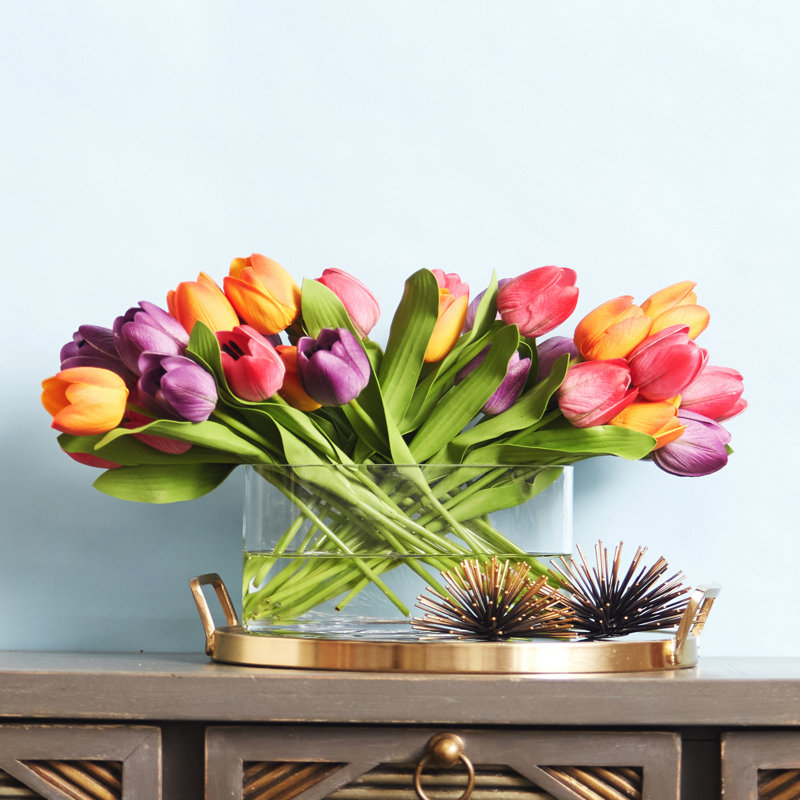 DarbyCreekTrading Mixed Tulip Floral Arrangement Wayfair